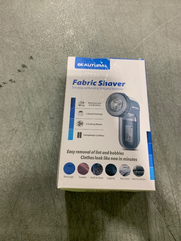 Photo 1 of BEAUTURAL Fabric Shaver and Lint Remover, Sweater Defuzzer with 2-Speeds, 2 Replaceable Stainless Steel Blades, Battery Operated, Remove Clothes Fuzz, Lint Balls, Pills, Bobbles Gray