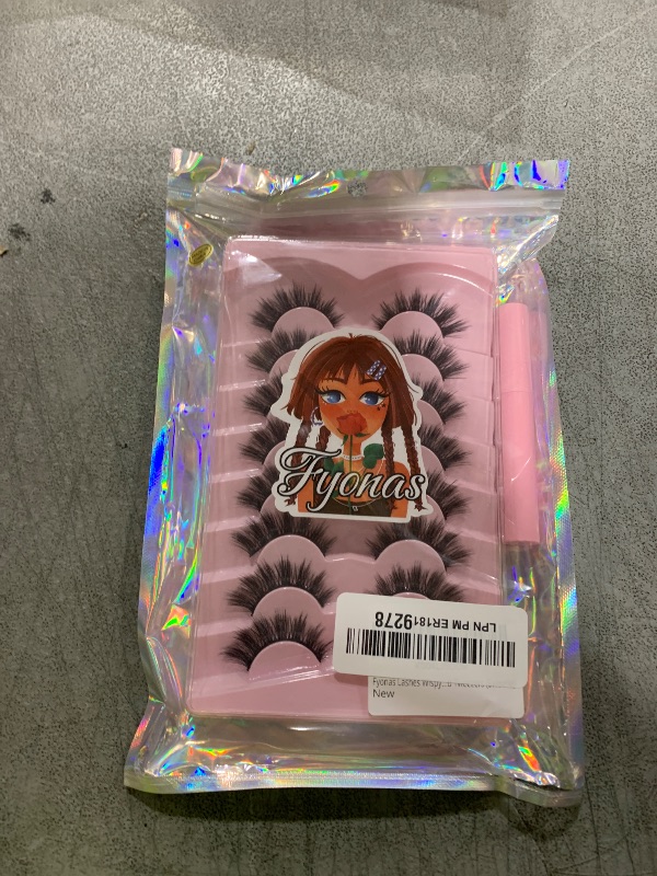 Photo 1 of Fyonas Lashes Wispy False Eyelashes Cat Eye Lashes Natural Look Lightweight Fake Lashes 8 Pairs C Curl Strip Lashes 8-14mm Lash Kit with Lash Glue and Tweezers (Sweetie)