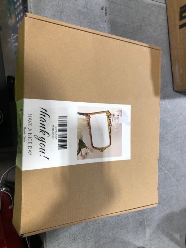 Photo 1 of STAND IS BROKEN ---------------------------------------------------TenFuju Small Gold Vintage Vanity Mirror, Antique Gold Wooden Framed Standing Tabletop Mirror, Traditional Chic Arch Makeup Mirror for Living Room, Bedroom, Bathroom, or Office Decor, 11.8