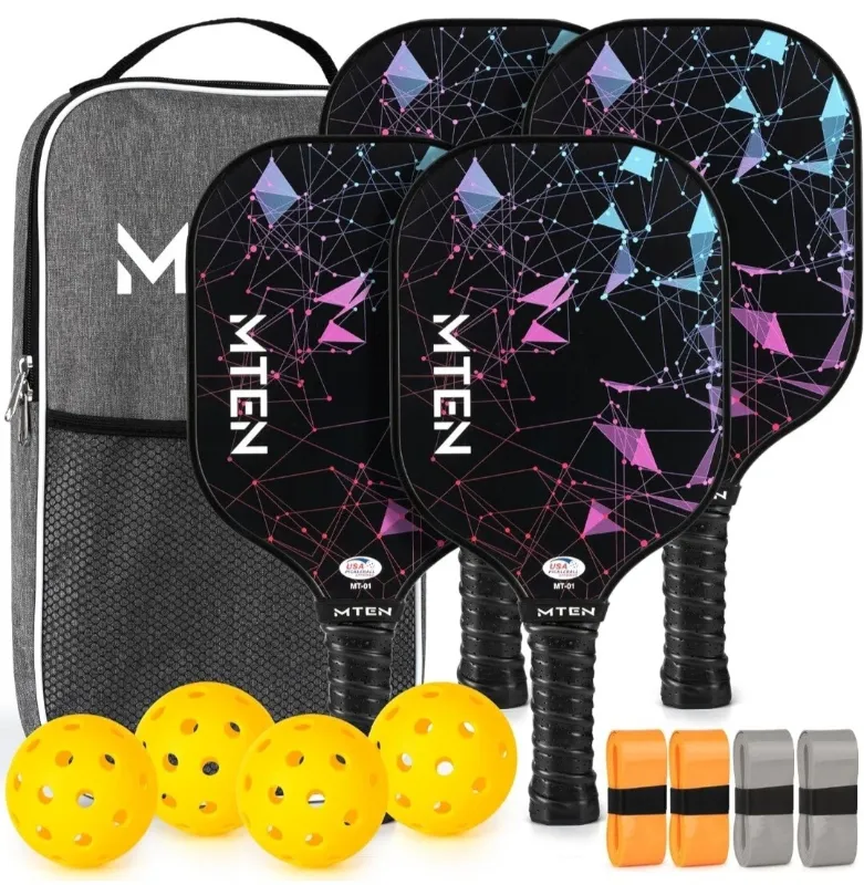 Photo 1 of MTEN 4 Pickleball Paddles, USAPA Approved Fiberglass Surface Pickleball Set
