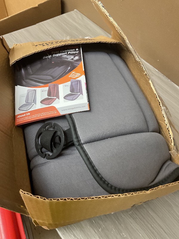 Photo 1 of SEE PHOTO kingphenix Car Seat Cushion with Back Support Pillow: Enhanced Comfort Memory Foam Design for Pain Relief, Ideal for Drivers and Office Use - Ergonomic Lumbar Comfort for Long Sitting - GREY 