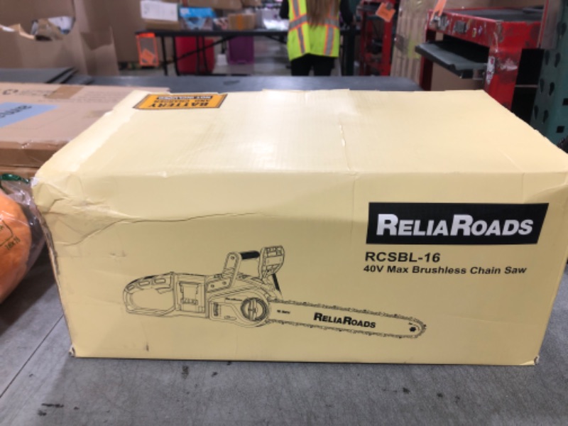 Photo 1 of ReliaRoads 16-Inch Brushless Chainsaw, 40V (2 x 20V MAX) Cordless Battery Powered Chain Saw Compatible DeWALT Battery, Ideal for Wood/Tree Cutting, Pruning, Tool Only (Battery Not Included)