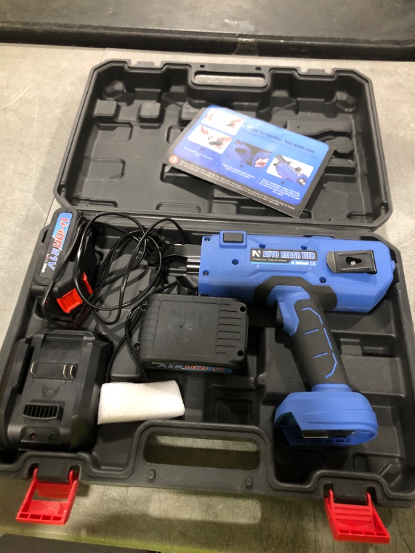Photo 1 of NEWTRY Automatic Rebar Tie Gun Cordless Rebar Tying Machine Tools for ?0.3"-1.33" Battery Powered 21V with 2pcs 2000mAh Batteries 360ft Wire Coils