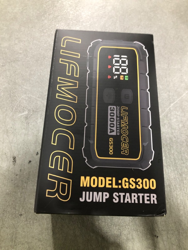 Photo 1 of LIFMOCER GS300 Jump Starter - 3000A Car Battery Jump Starter for Up to 10.0L Gas and 8.0L Diesel Engines, 12V Portable Jump Box with Storage Case USB Quick Charge, and LCD Display