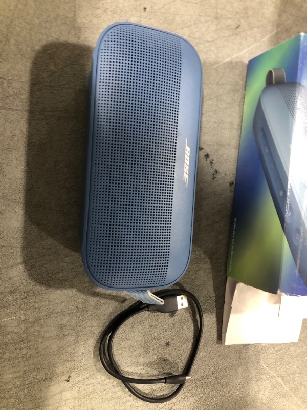 Photo 1 of Bose SoundLink Flex Portable Bluetooth Speaker (2nd Gen), Portable Outdoor Speaker with Hi-Fi Audio, Up to 12 Hours Battery Life, Waterproof and Dustproof, Blue Dusk