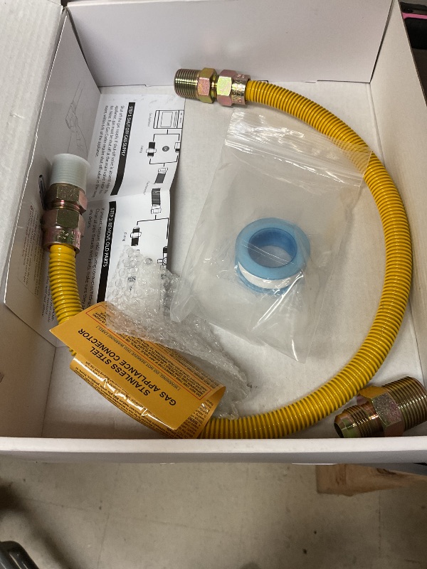 Photo 1 of PROCURU 1/2" OD x 24" (2Ft) Universal Flexible Gas Connector Kit, SafeGuard Yellow-Coated Stainless Steel Gas Supply Pipe for Dryers, Bbq Grills, Water Heaters (Red-A1 Series)