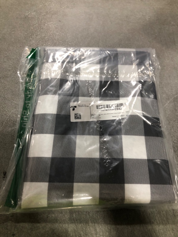 Photo 1 of misaya Rectangle Waterproof Vinyl Table Cloth, Buffalo Flannel Backed Tablecloth, Wipeable Plastic Table Cover for Dinner, Kitchen, Outdoor (60" x 84", Black and White)