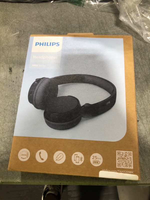 Photo 1 of PHILIPS H3209 Wireless Headphones,On-Ear Bluetooth Headphones, Dynamic Bass, Sound Signature,Clear Call,25H Battery Life,Fast Charging,Soft Ear Cups,Bluetooth 5.3,Compact Design,Light,Dark Black