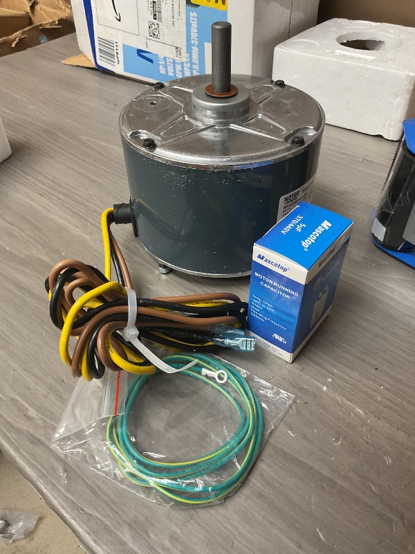 Photo 1 of Condenser Motor Replaces Carrier # 5KCP39EGS070S,5KCP39EGY823S Genteq #GE3905, Bryant Payne HC39GE236,237 HC39GE234A Dayton 6DLL0, 1/4HP 1100 RPM 208-230V 48Frame with Capacitor OEM Upgraded LEUNGOO