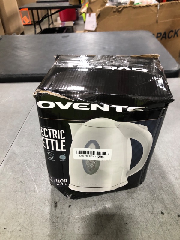 Photo 1 of OVENTE Electric Kettle, 1.7L Fast Boiling Water Heater for Coffee or Tea, BPA Free with Water Level Gauge, Auto Shut-Off, Boil-Dry Protection, Indicator Light and Removable Filter, White KP72W