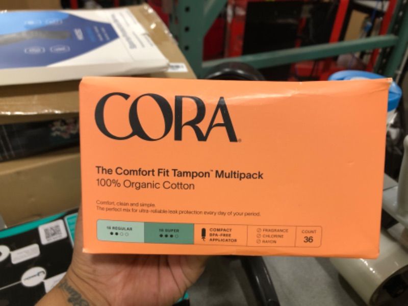 Photo 1 of Cora Organic Applicator Tampon Multipack | 36 Regular & 36 Super Absorbency | 100% Organic Cotton, Unscented, BPA-Free Compact Applicator | Leak Protection | Packaging May Vary | 72 Total