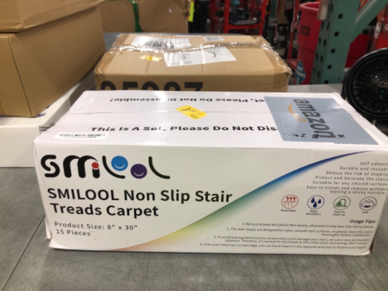 Photo 1 of SMILOOL Stair Treads Non Slip for Wooden Steps Indoor 15 Pack 8" X 30" Carpet Stairs Runner for Wood Stairs, Stair Tread Rugs with Reusable Adhesive for Dogs Kids and Elders, Machine Washable, Brown