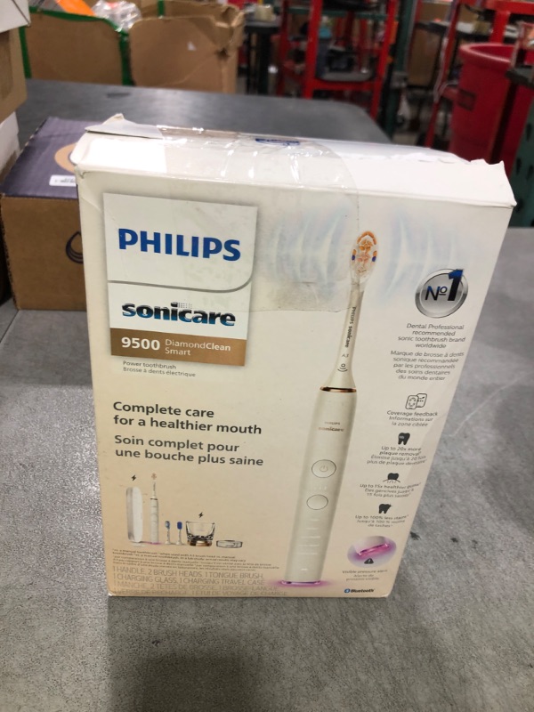 Photo 1 of Philips Sonicare DiamondClean Smart 9500 Electric Toothbrush, Sonic Toothbrush with App, Pressure Sensor, Brush Head Detection, 5 Brushing Modes and 3 Intensity Levels, Rosegold, Model HX9923/61