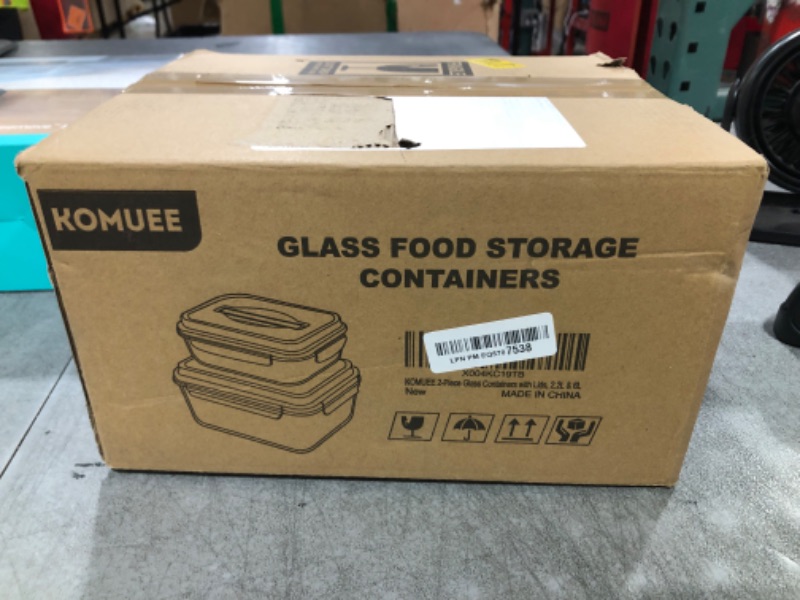Photo 1 of KOMUEE 203oz & 74oz Extra Large Glass Food Storage Containers with Lids, 2 Piece Airtight Big Glass Containers, Leak-proof, BPA-Free Lids with Carry Handle, Freezer Safe