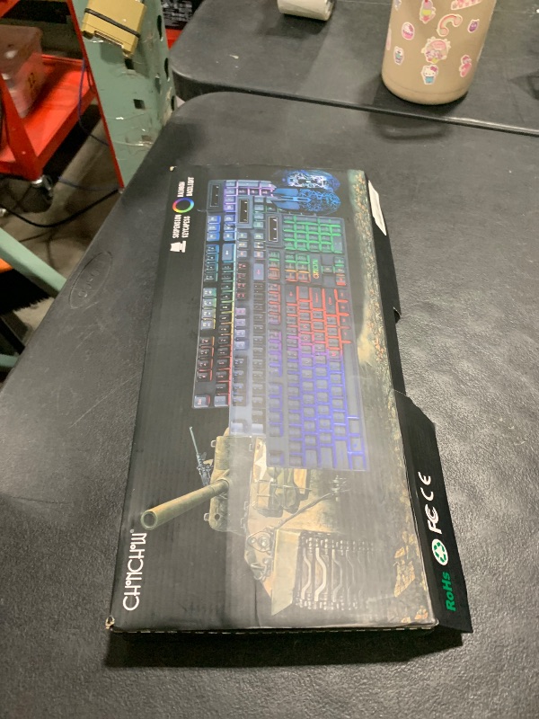 Photo 1 of Keyboard and Mouse Gaming LED Wired Combo with Emitting Character Keyboard 4800DPI 2 Side Button USB Mouse Rainbow Backlit Mechanical Feeling Compatible with PC Raspberry Pi Mac Xbox one ps4