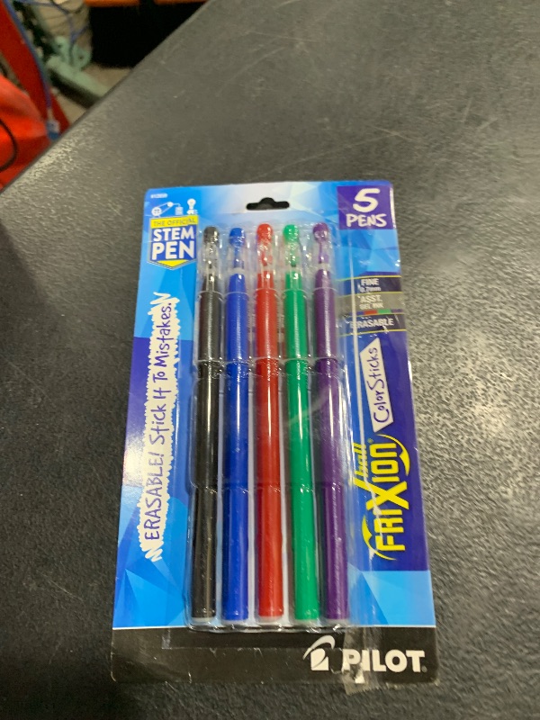 Photo 1 of Pilot FriXion ColorSticks Erasable Gel Ink Stick Pens, Fine Point 0.7mm, Assorted Color Inks, 5-Pens (12859)