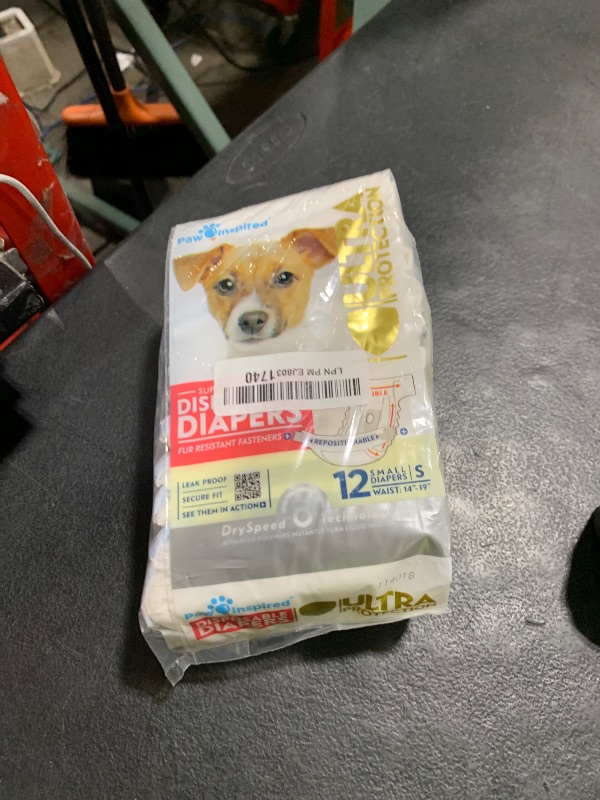 Photo 1 of Paw Inspired Disposable Dog Diapers | Female Dog Diapers Ultra Protection | Diapers for Dogs in Heat, Excitable Urination, or Incontinence (12 Count, Small)