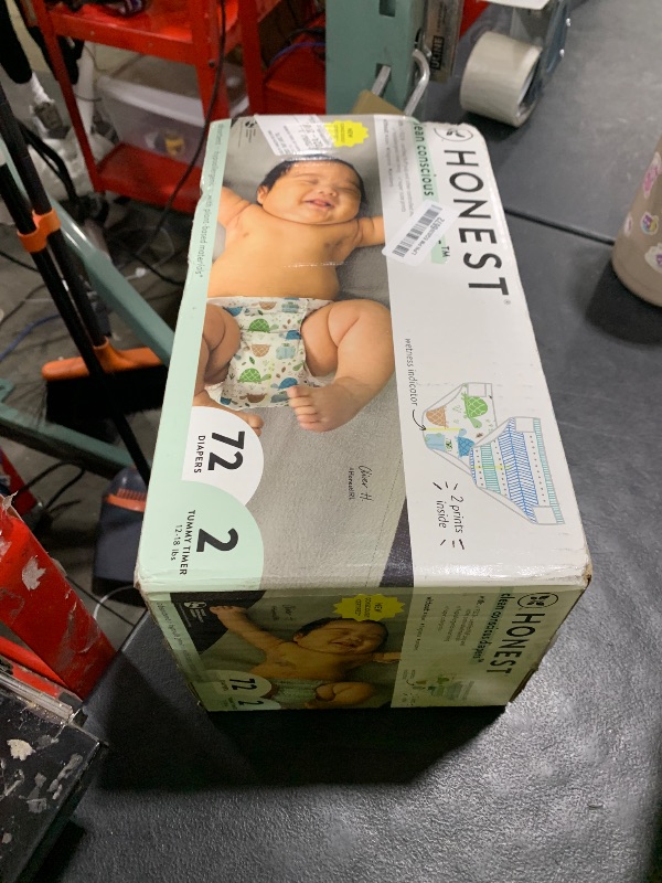 Photo 1 of The Honest Company Clean Conscious Diapers for Delicate Skin | Up to 100% Leakproof | Hypoallergenic, Fragrance Free | Gender Neutral | Club Box, Size 2 (12-18 lbs), 72 Count (Prints May Vary)
