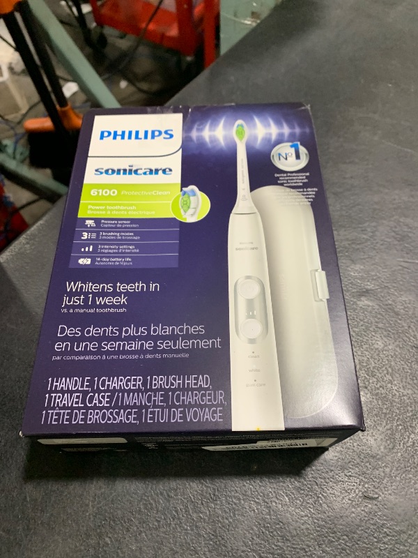 Photo 1 of PHILIPS Sonicare ProtectiveClean 6100 Rechargeable Electric Toothbrush, with Pressure Sensor, 3 Cleaning Modes, SmarTimer and QuadPacer, 14-Day Battery Life, Travel Case, White, Model HX6877/21