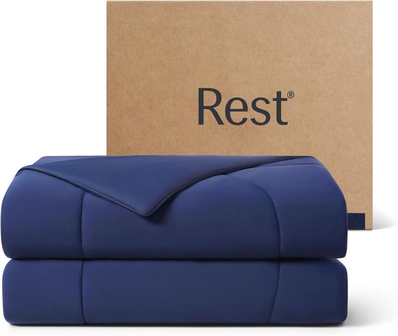 Photo 1 of REST® Evercool® Cooling Comforter, Twin/Twin XL, Blanket for Hot Sleepers, All Season Bedding to Keep Cool for Night Sweats, Breathable Lightweight Blanket, 68"x90" Inches, Midnight Blue
