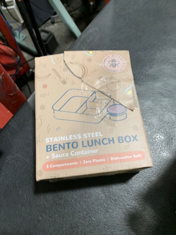 Photo 1 of Everusely - Bento Box - Lavender, 27oz / 0.8 L - Stainless Steel Lunch Box with Leakproof Condiment Container - 3 Compartment Snack Organizer for On the Go Meals - Freezer & Dishwasher Safe