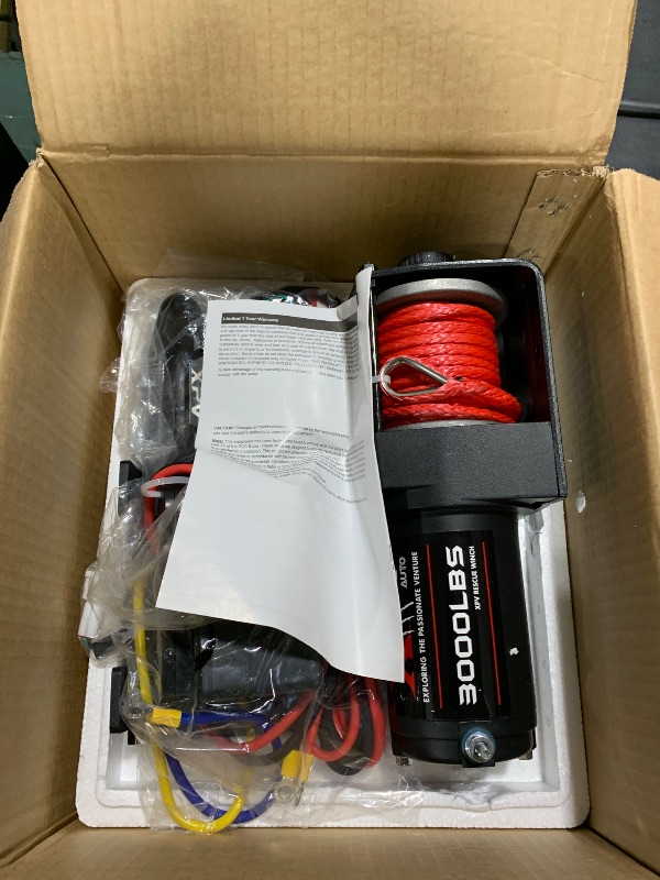 Photo 1 of XPV AUTO 3000 lb 12V DC Electric Winch, Off Road Waterproof Winch for UTV ATV Boat with Both Wireless Handheld Remote and Corded Control Recovery Winch Synthetic Rope