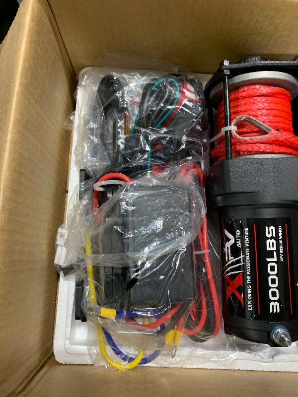 Photo 1 of XPV AUTO 3000 lb 12V DC Electric Winch, Off Road Waterproof Winch for UTV ATV Boat with Both Wireless Handheld Remote and Corded Control Recovery Winch Synthetic Rope