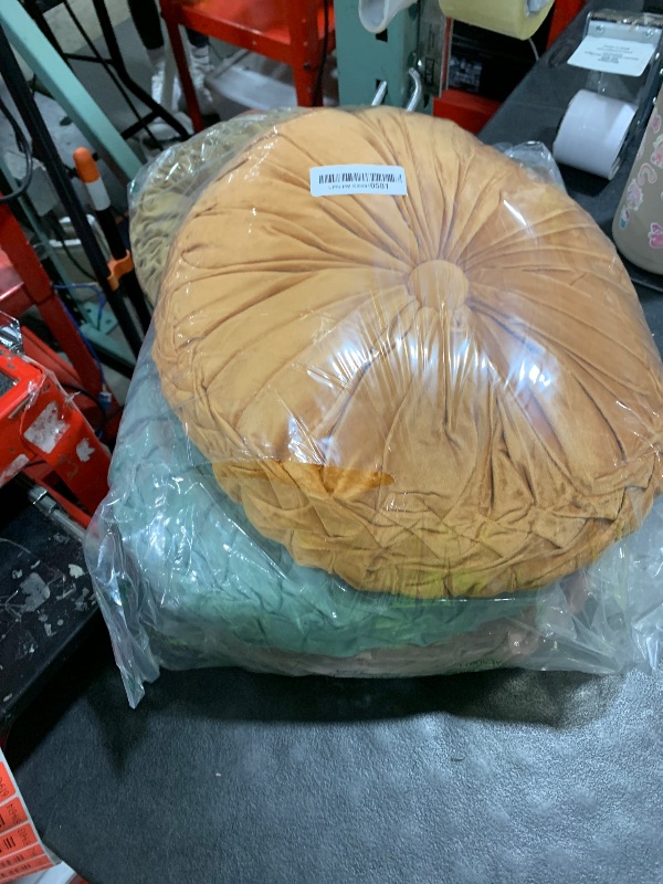 Photo 1 of Kathfly Set of 2 Decorative Round Pleated Throw Pillows, Classy Velvet Pumpkin Round Throw Pillows, Decorative Floor Pillow for Bed Chair Home Sofa Decor, 14" Diameter(Colorful)