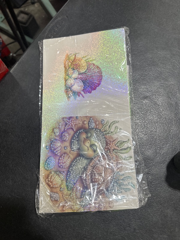 Photo 1 of 6 pcs Diamond Art Painting Greeting Card Kits, Animal Cute Turtle Design Irregular Shapes Diamond Art Fine Glitter Greeting Cards with Envelopes, Clay Glue, Pen, and Bead Bag for Creative Gifts