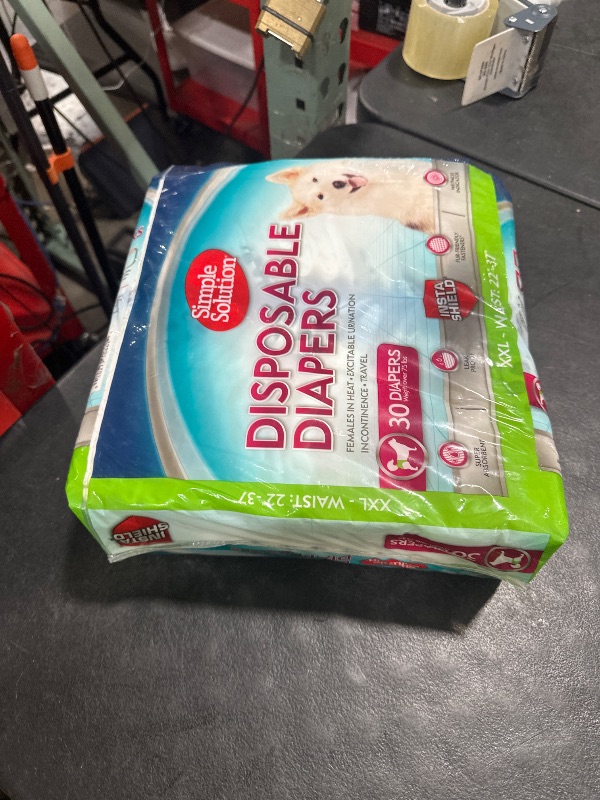 Photo 1 of Simple Solution Dog Diapers Female, Dog Diapers, Potty Training, Super Absorbent, Breathable, Wetness Indicator for Urination, 22-37 Inch Waist, (XXL, 30ct)