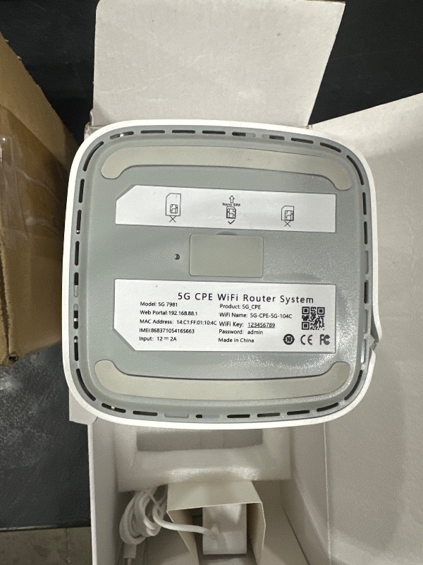 Photo 1 of 5G CPE Router with SIM Card Slot, NSA SA WiFi 6 5G Router Dual Band Cellular Modem for Home Office Indoor Wireless Internet