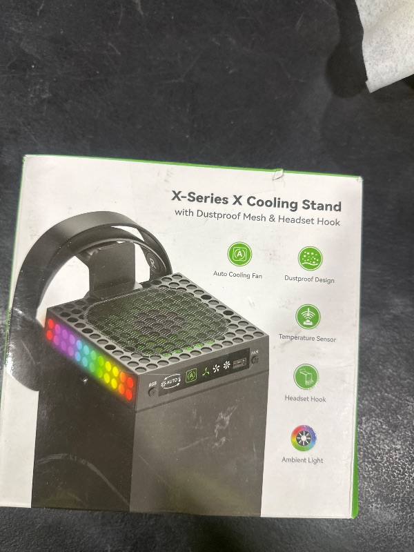 Photo 1 of XBX Series X Cooling Fan Dust Proof with Auto Mode, for Xbox Series X Console with LED Lights, Built-in AUTO Adjustable Fan Cooling System, Xbox Series X Top Cooler, Game Accessory with Headset Holder