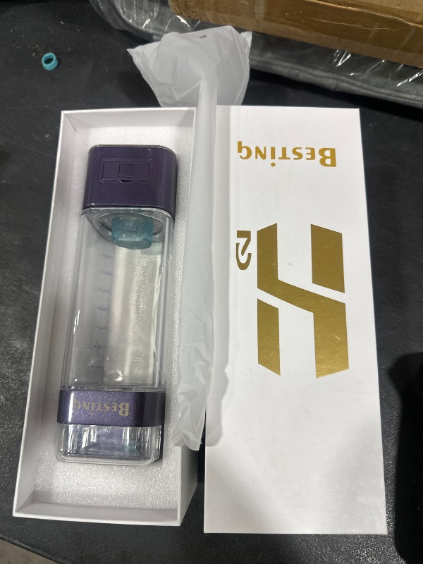Photo 1 of BESTING Portable Hydrogen Water Bottle Deluxe Version, Up to 9000ppb Concentration, Upgrade Smart Touchscreen Control SPE Hydrogen Generator with LED Display Hydrogen Water Machine 350ml Purple