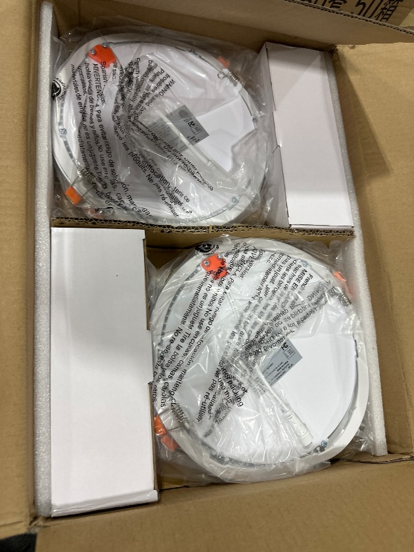 Photo 1 of Amico 12 Pack 8 Inch 5CCT Ultra-Thin LED Recessed Ceiling Light with Junction Box, 2700K/3000K/3500K/4000K/5000K Selectable, 18W Eqv 125W, Dimmable Canless Wafer Downlight, 1600LM High Brightness -ETL