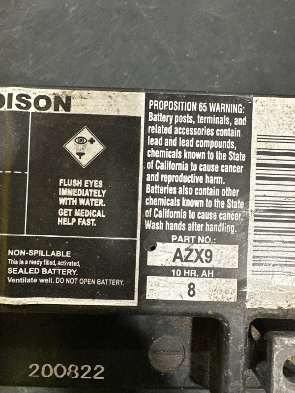 Photo 1 of 2007-2008 Kawasaki Ninja Zx6r Agm Duralast Battery Azx9
