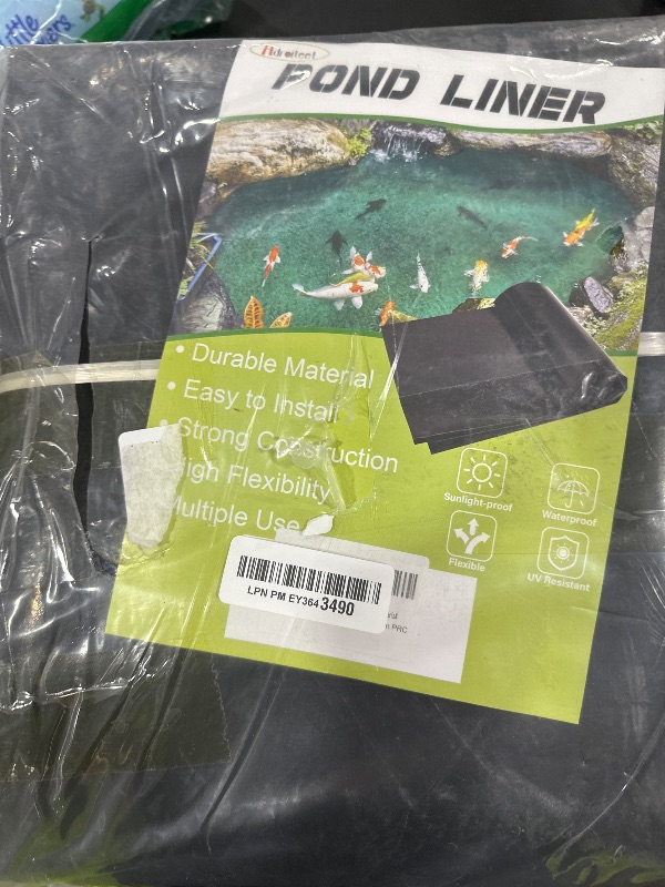 Photo 1 of Adroiteet 14 x 14 FT Pond Liner, 20 Mil Fish Pond HDPE Liner, Pond Liners for Outdoor Ponds, Koi Ponds, Garden Fountain, Waterfall