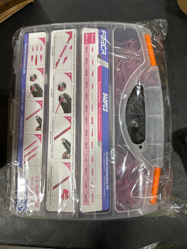Photo 1 of FORCA 940PCS Red Heat Shrink Wire Connectors Kit, AWG 22-16 Marine Grade Waterproof Crimp, Electrical Solder Seal, Ring Fork Spade Bullet Solder Butt(13 Types)