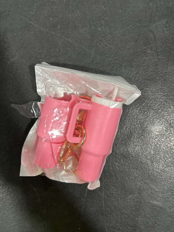 Photo 1 of TOS Mini Tumbler Keychain Set of 2, Cute Mini Cup Keychain for School Bag, Lip Balm (Pink)