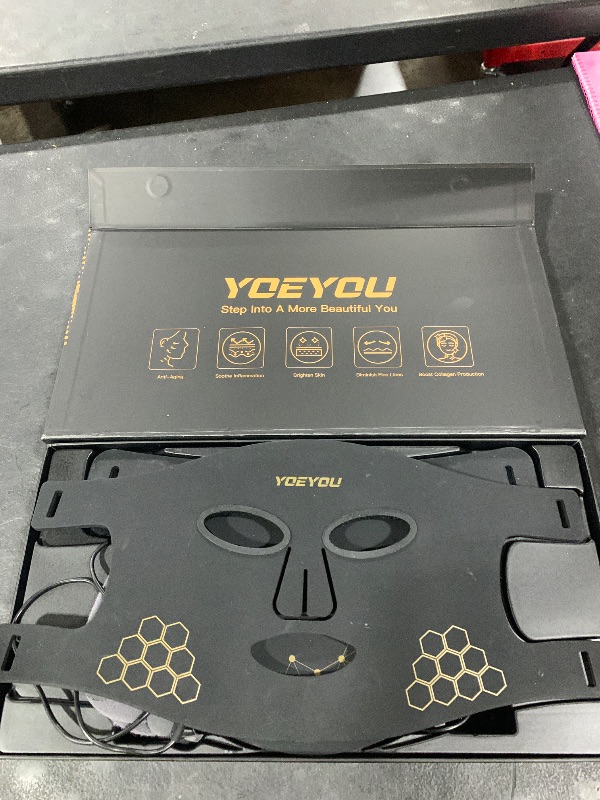 Photo 1 of YOEYOU Red Light Therapy for Face and Neck, Infrared LED Mask Light Therapy 4 Light Waves with 850nm Near Infrared, Portable Rechargeable Red Light Therapy Mask Skincare Device for Facial Rejuvenation