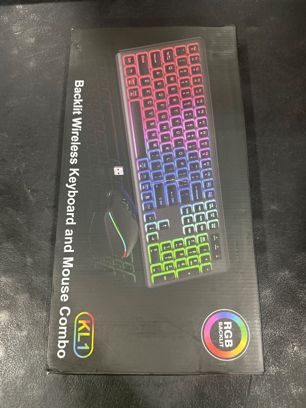 Photo 1 of Wireless Keyboard and Mouse Combo - RGB Backlit, Rechargeable & Light Up Letters, Full-Size, Ergonomic Tilt Angle, Sleep Mode, 2.4GHz Quiet Keyboard Mouse for Mac, Windows, Laptop, PC, Mint Green