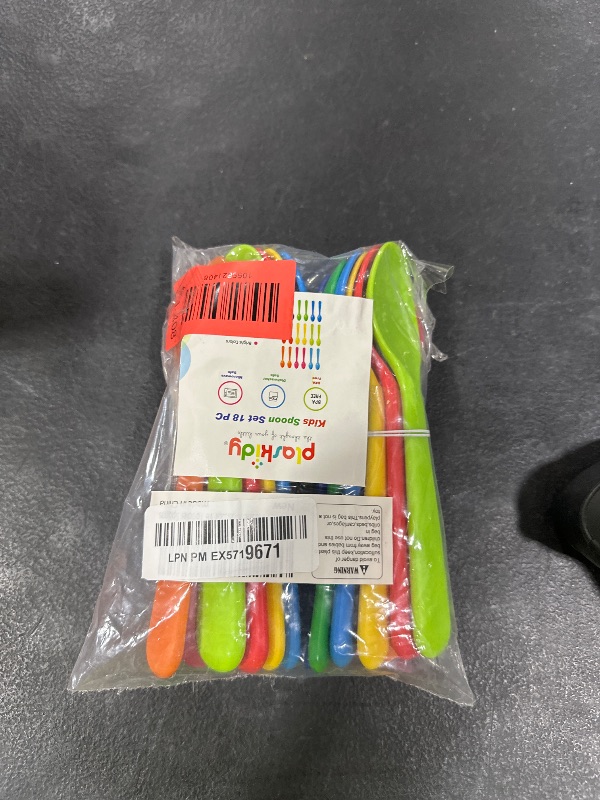 Photo 1 of PLASKIDY Plastic Kids Spoon Set of 18 - BPA Free, Dishwasher Safe Reusable Children's Cutlery - Brightly Colored Toddler Flatware Set