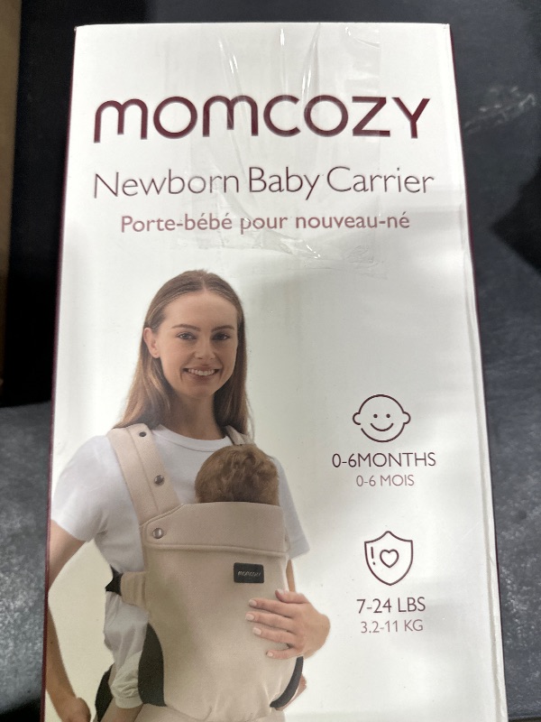 Photo 1 of Momcozy Newborn Baby Carrier - Ergonomic, Cozy and Lightweight Carrier for 7-24lbs, Adjustable Neck Support with Sunshield, Breathable Airmesh Perfect for Summer Outing, Khaki