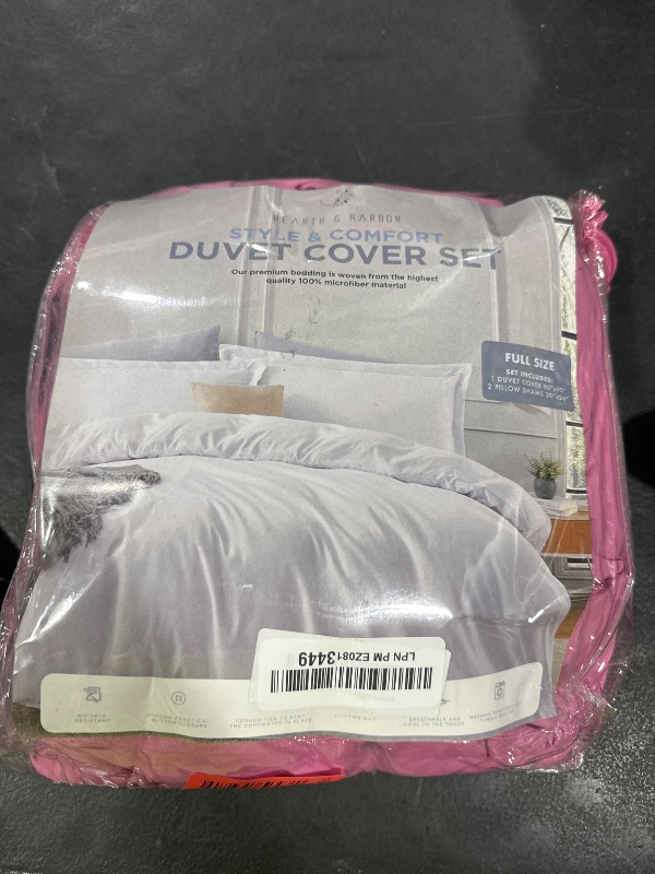 Photo 1 of Hearth & Harbor Light Pink Duvet Cover Full Size - 3 Piece Bedding Set, Soft Double Brushed Comforter Cover Set with Button Closure, 1 Full Duvet Cover 80x90 inches and 2 Pillow Shams