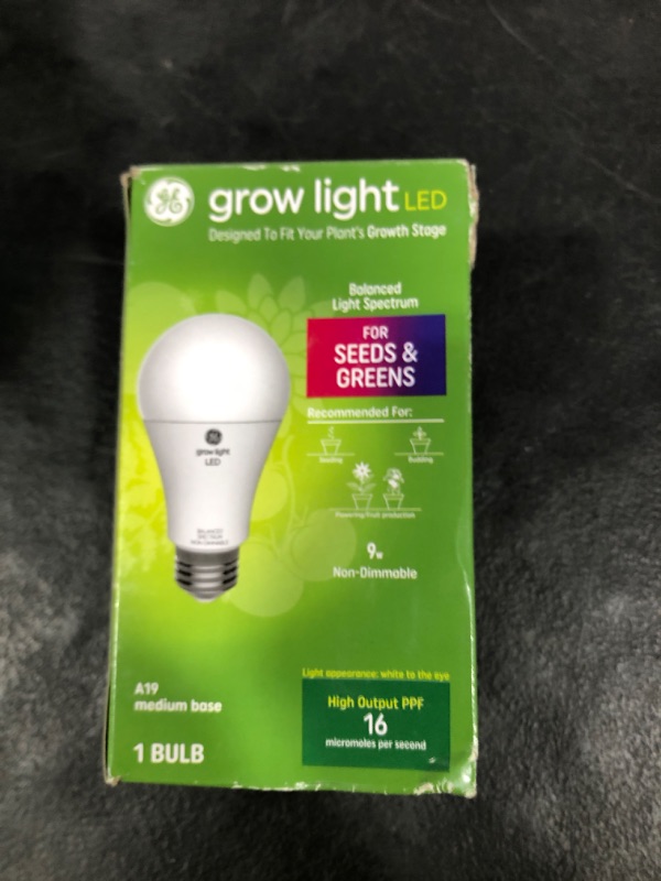 Photo 1 of GE Lighting 105645 1.9W LED Horticultural Grow Light Bulb for Seeds & Greens White - A19 Shape