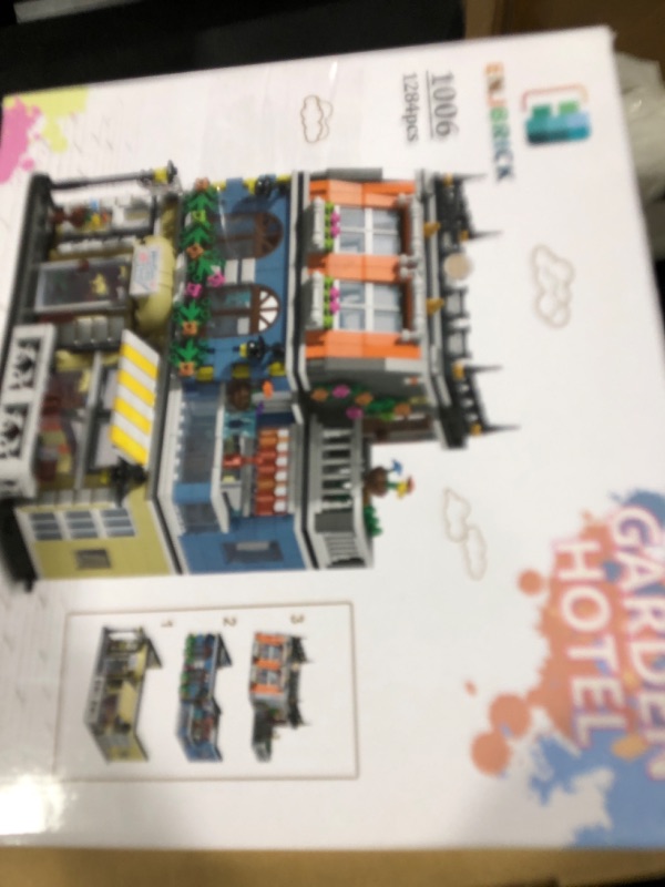 Photo 1 of ENJBRICK Garden Hotel Assembly Square Building kit,Modular House Building Blocks Model Set for Teens and Adults.Collectible Display Toy Building Set 1316 PCS