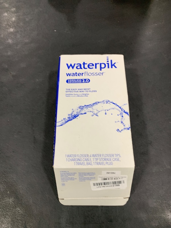 Photo 1 of Waterpik Cordless Advanced 2.0 Water Flosser For Teeth, Gums, Braces, Dental Care With Travel Bag and 4 Tips, ADA Accepted, Rechargeable, Portable, and Waterproof, White WP-580, Packaging May Vary