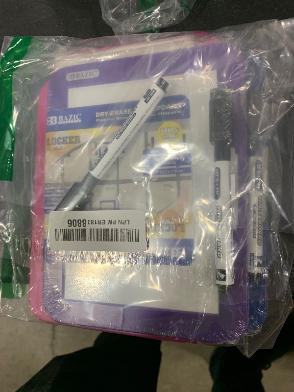Photo 1 of BAZIC White Board 5"x7", Magnet Attached to Locker, Small Plastic Frame Dry Erase Board 1 Dry Erase Marker, 4-Pack
