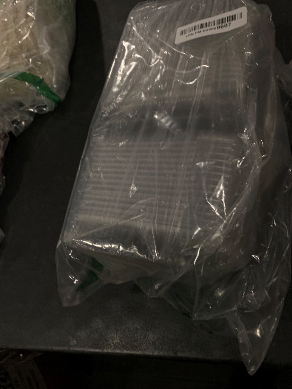 Photo 1 of 100 Pack 5 x 5 inch Clear Plastic Disposable Clamshell Container,Hinged Take Out Clamshell Dessert Container with Lid Takeout Tray Disposable Food Clamshell Containers for Dessert,Cakes,Sandwiches