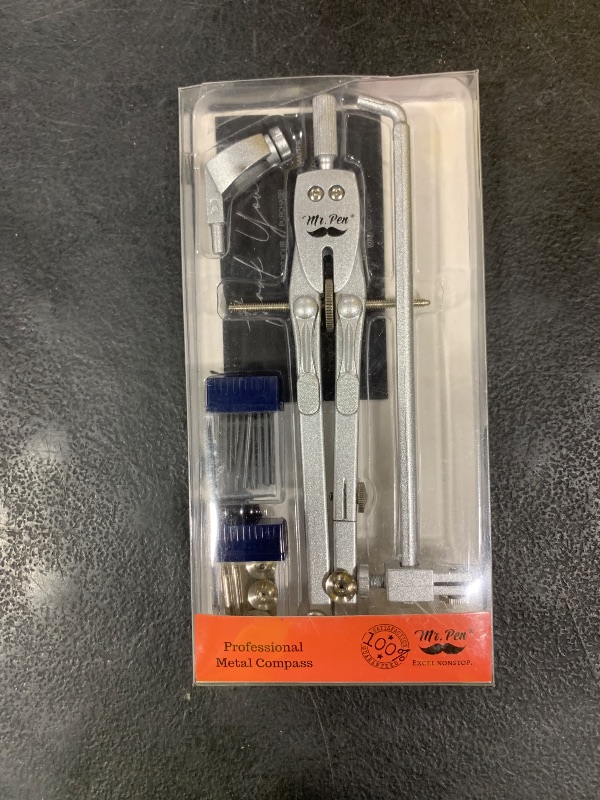 Photo 1 of Mr. Pen- Professional Metal Compass with Wheel, Lock and Extension Bar for Geometry, Drafting, Math, Drawing, Compass for Geometry, Tool for Drawing Circles, Drawing Compass, Back to School Supplies
