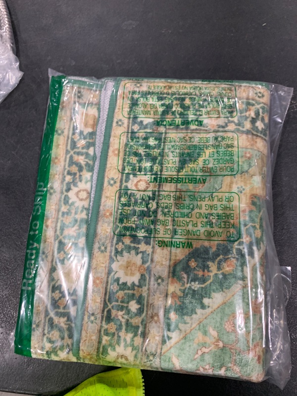 Photo 1 of Green Area Rug Entryway Rugs for Bedroom Bathroom Kitchen - 2x3 Small Soft Rugs Low Pile Keep Off Rug Carpet Washable Rug Oriental Indoor Boho Area Rug Cute 2x3ft